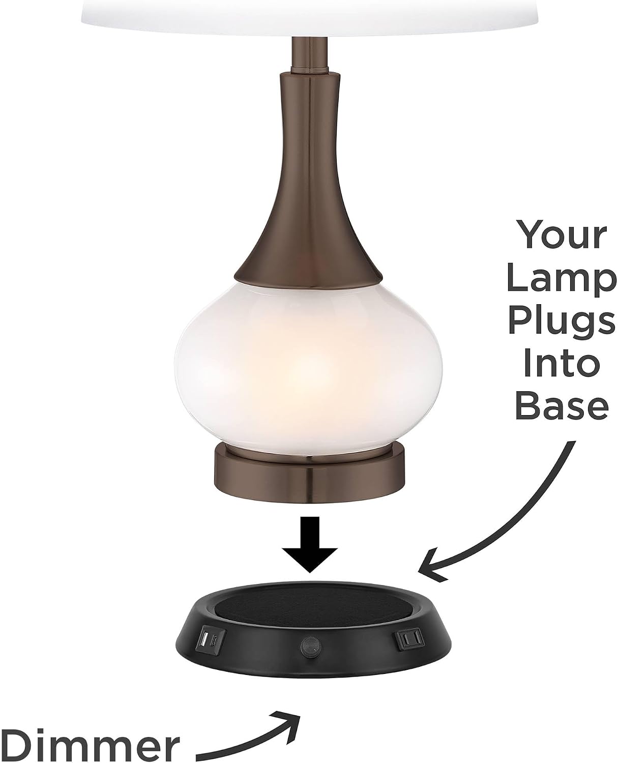 360 Lighting Helene Country Cottage Table Lamp with Dimmable USB and AC Power Outlet Workstation Charging Base 26' High Cream White Ceramic Tan Drum Linen Shade Living Room (Color May Vary)
