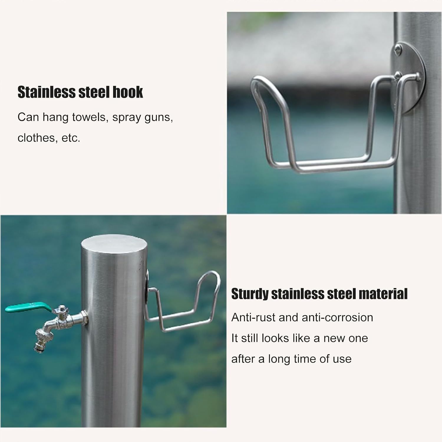 Generic Stainless Steel Garden Water Column with Faucet for Washing and Watering, Outdoor Water Tap Anti-Freezing Fountain and Hose Stand, 13×86CM