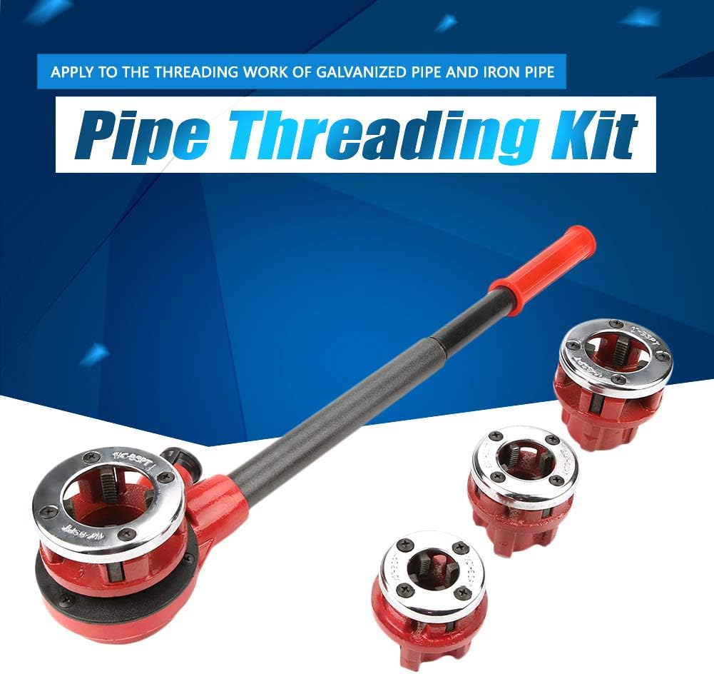 Dies Manual Plumber Pipe, Tap and Die Set, Dies Manual Plumber Pipe Threading Kit 0.5 0.75 1 1 to 0.25 Threader Tool Hand Tapping Forming Cutting Set (Type 62B Four Heads)