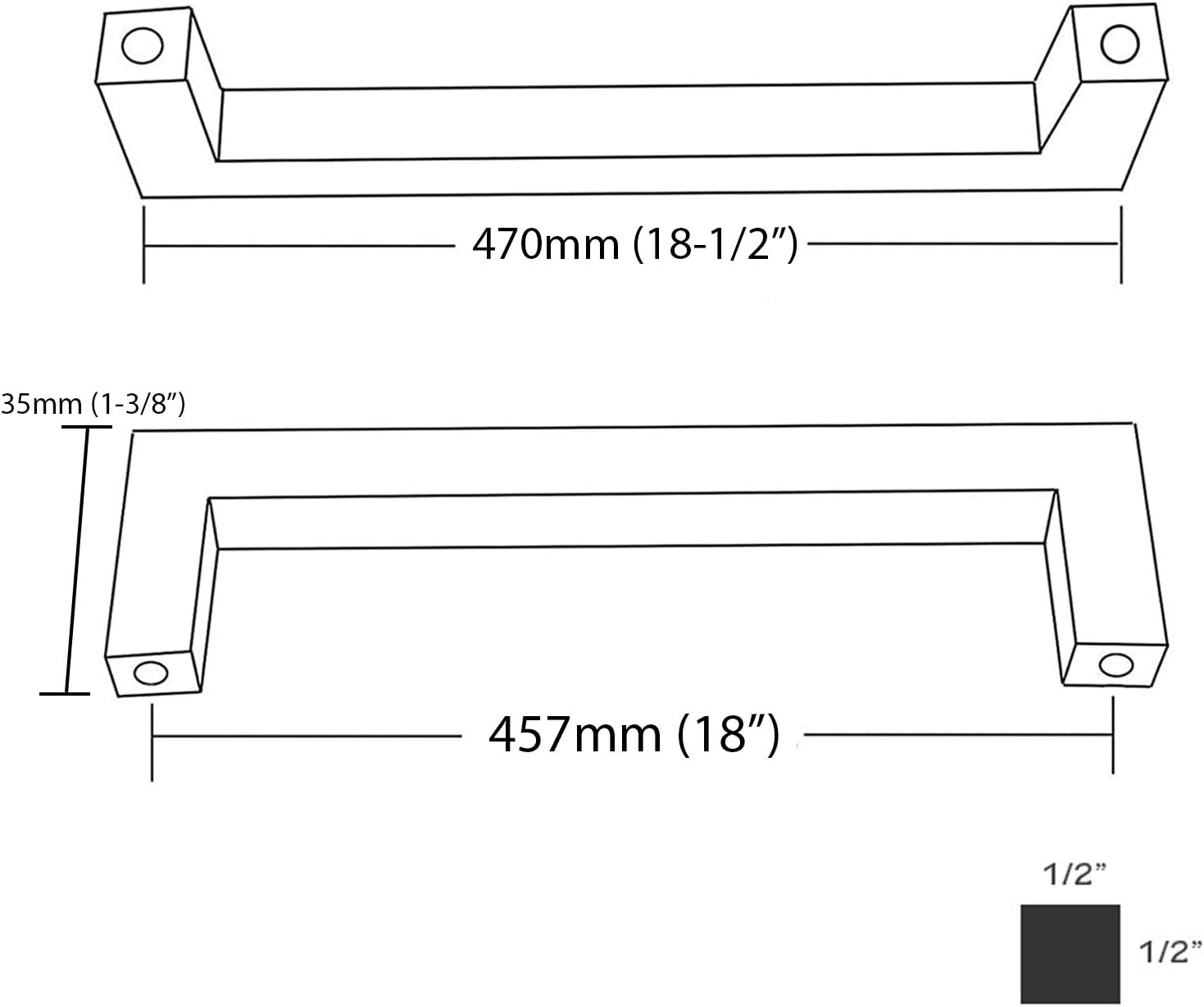 Modket Brushed Nickel Handle Pull — 18' (457mm) Hole Centers, 18-1/2' Overall Length — 20 Pack Modern Kitchen Cabinet Door Drawer Hardware/Dresser