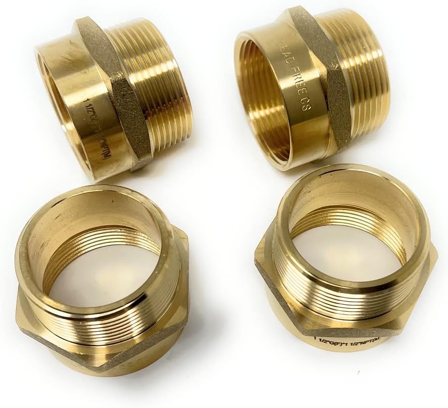 G Thread (British BSPP) Female to NPT Thread Male Pipe Fitting Adapter - Lead-Free Adapter (Four, 1 1/2 inch)