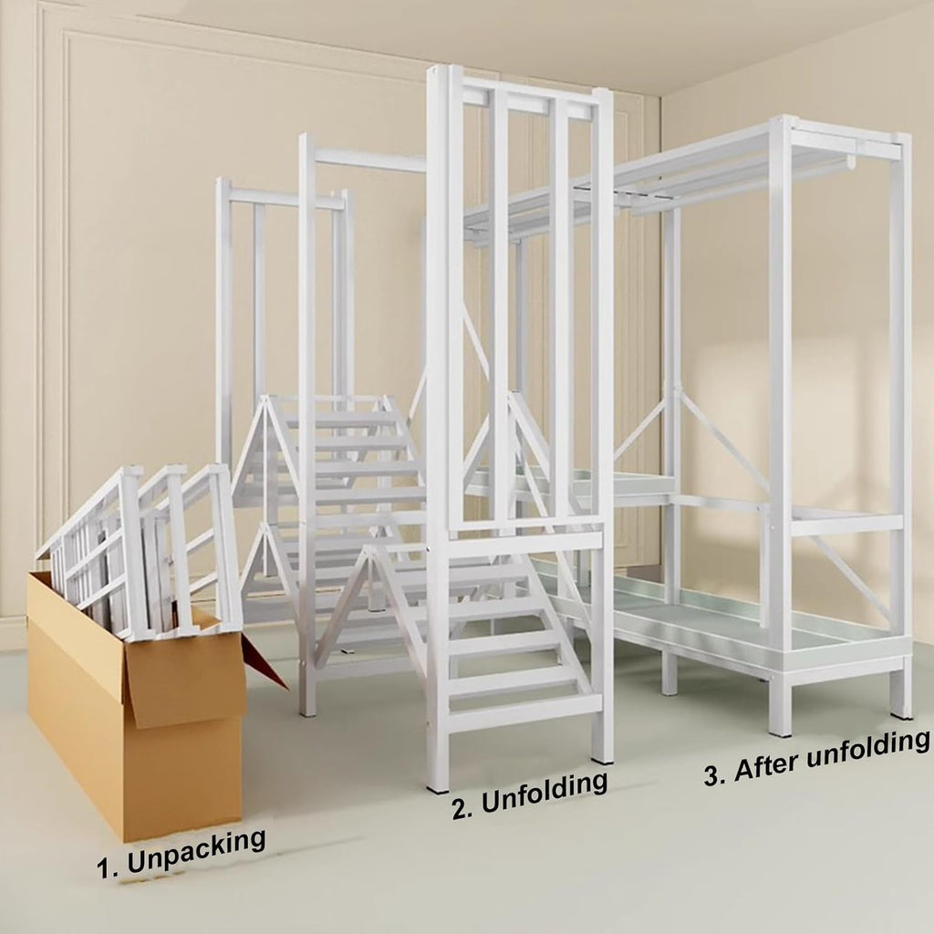 Foldable Wardrobe Closet, Load 1100lbs Heavy-duty Portable Clothe Rack with Cover for Bedroom Armoires, Metal Freestanding Clothing Storage Organizer Garment Rack for Hanging Clothes(80.7''x20.5''x67.