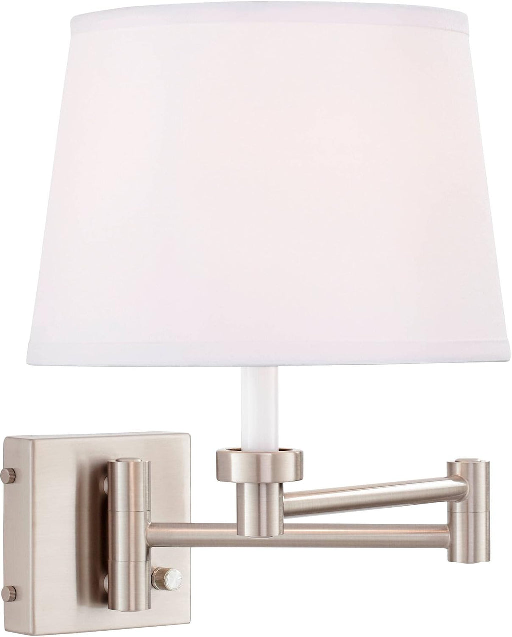 360 Lighting Vero Modern Swing Arm Wall Lamps Set of 2 with USB Charging Port Brushed Nickel Plug-in Light Fixture White Hardback Drum Shade for Bedroom Bedside Living Room Reading House