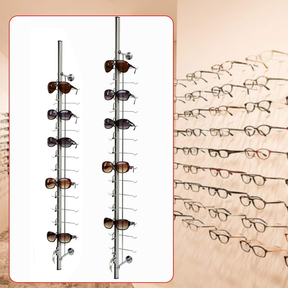 10-Piece Set Lockable Eyeglasses Sunglasses Rack Holder Wall-Mounted Eyeglass Frame Display Stand Aluminium Eyeglass Holder for Multiple Glasses