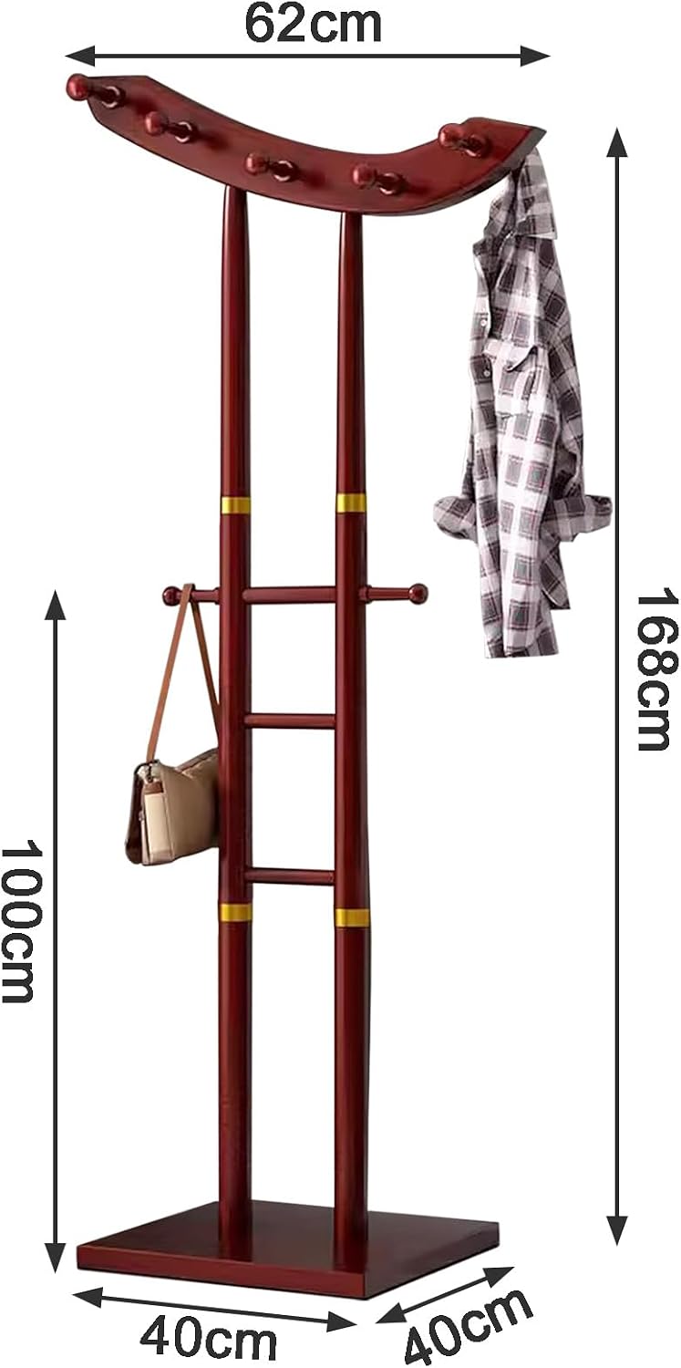 Bamboo Clothing Rack - Multifunctional Garment & Coat Organizer with 12 Hooks for Hats & Accessories - Stylish Bedroom Storage Solution for Hanging Clothes