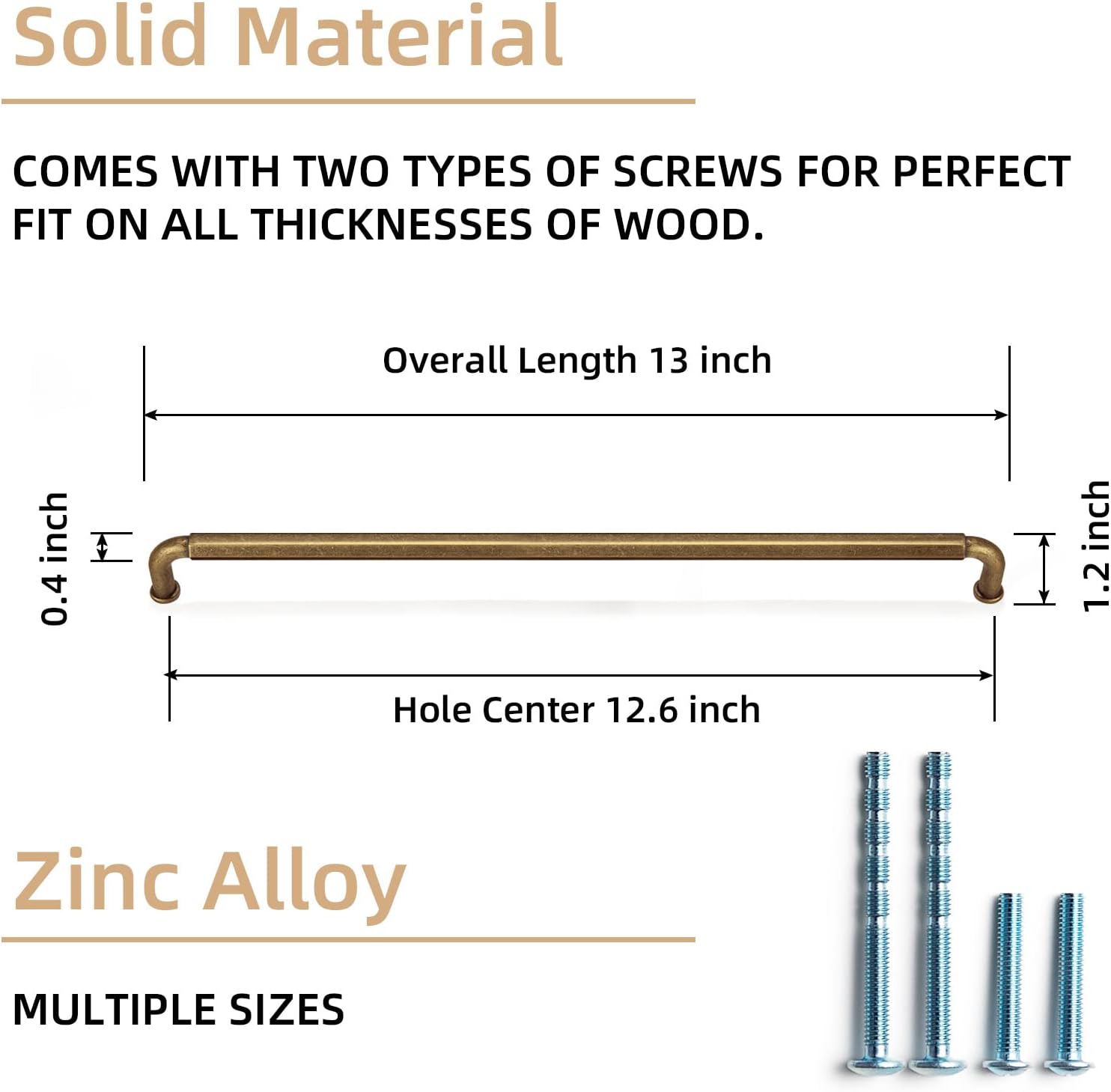Goo-Ki 6 Pack 12-3/5 Inch （320mm） Hole Center Cabinet Pulls Antique Brass Zinc Alloy Kitchen Drawer Pulls Drawer Handles 13.05 Inch Length 2201-GT-320