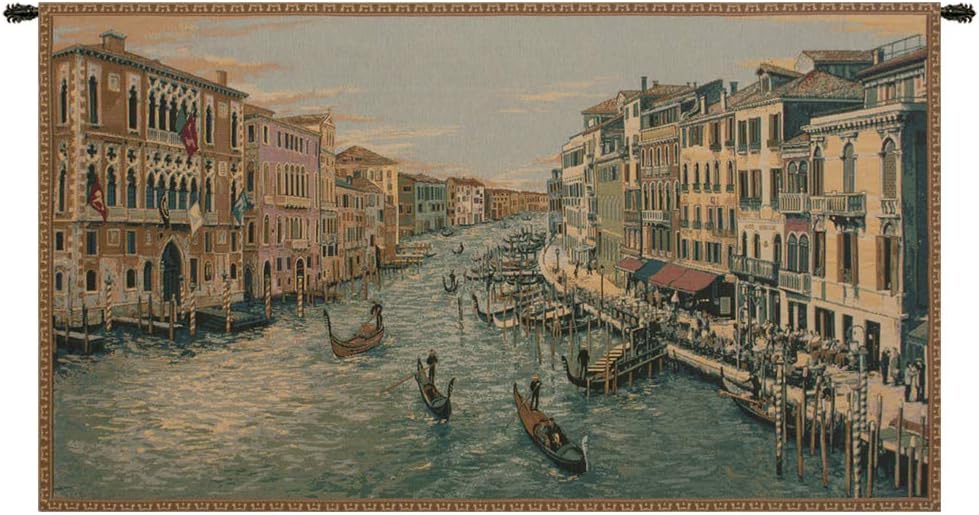 Charlotte Home Furnishings Italian Tapestry Wall Hanging 26 x 46 in Grand Canal Wall Art Woven Boho Tapestry for Bedroom Aesthetic Living Room and Home Decor European Soft Cotton Jacquard Woven