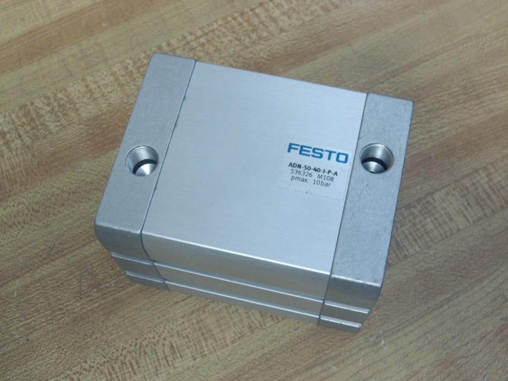 FESTO ADN-50-40-I-P-A (536326), 0.6 TO 10 BAR, 40 MM STROKE, 50 MM BORE, COMPACT, DOUBLE-ACTING, ELASTIC CUSHIONING RINGS/PADS AT BOTH ENDS, G1/8 PNEUMATIC CONNECTION, M10 ROD THREAD, PNEUMATIC CYLIND