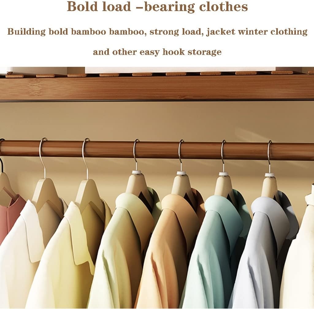 Strong Bamboo Garment Rack, with 7 Tier Shelves, Free-Standing Multifunctional Hanging Clothes Rack, Easy Assemble