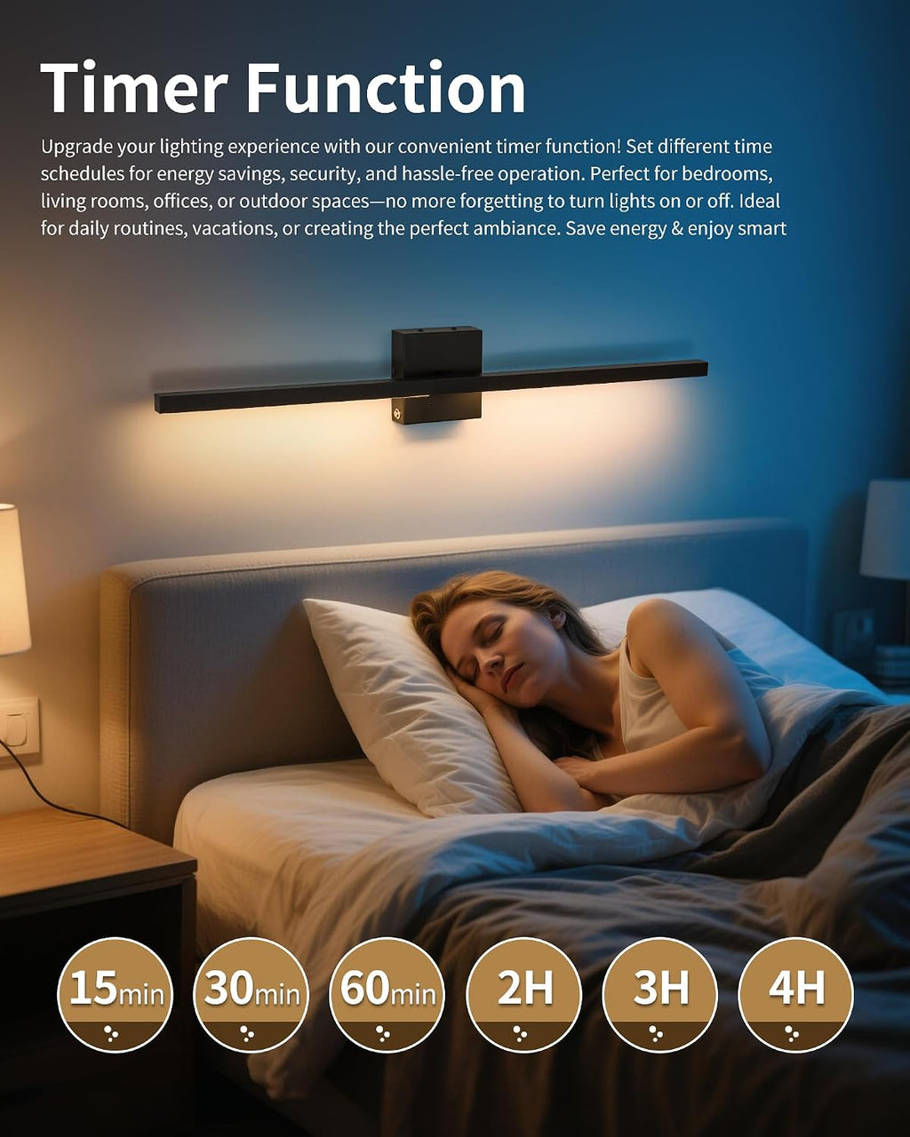 Rayogale Black Battery Operated Wall Sconce with Remote Control 40 Inch | 3000/4500/6000K Dimmable 8000mAh Wireless Rechargeable Wall Sconces Set of Two with Timer for Living Room, Bedroom, TV