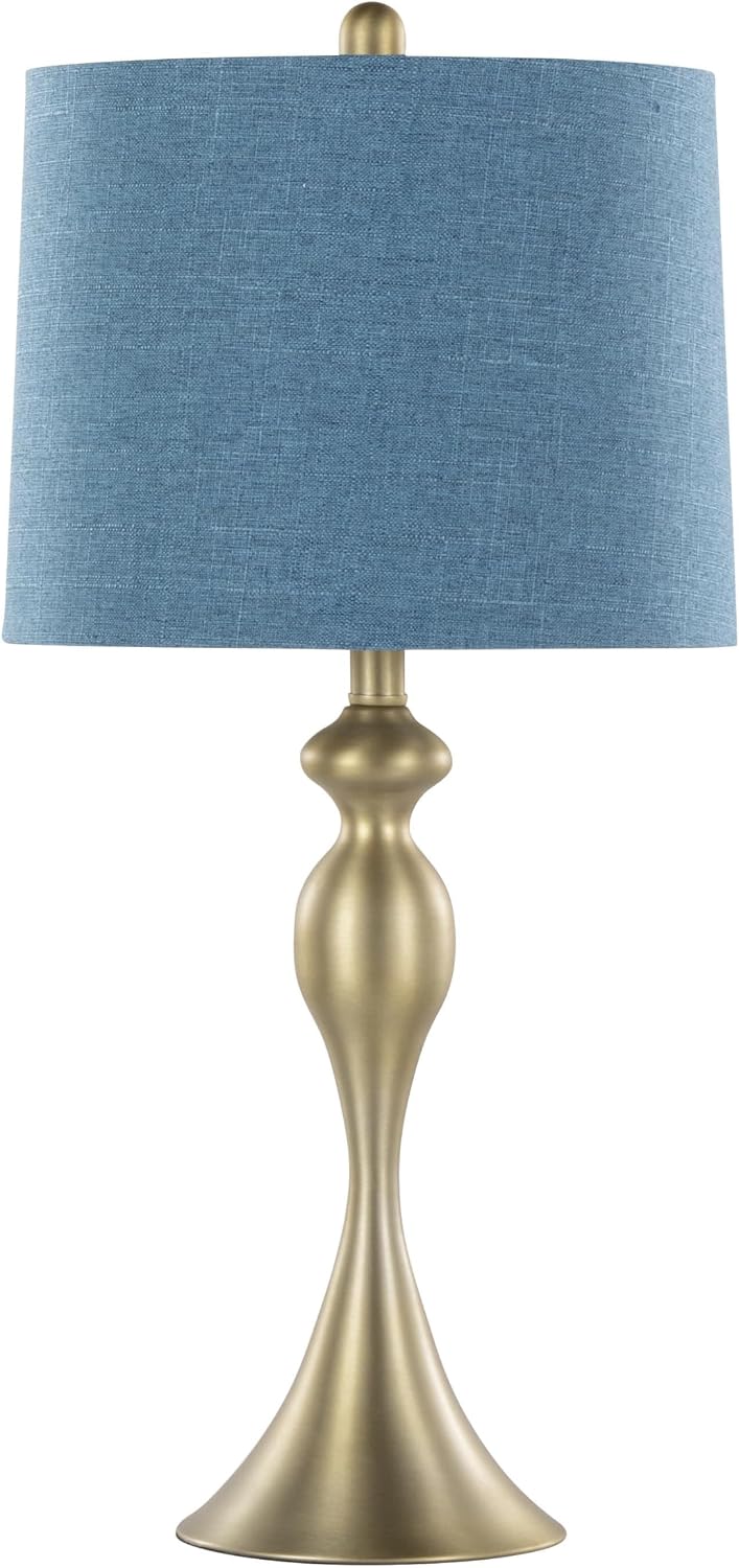 Ashland 27' Metal Table Lamps Set of 2, Desk Lamp, Bedside Lamps for Night Stands, Nightstand Lamp, Small Lamp, Small Table Lamps for Living Room Set of 2 (Gold Metal, Moroccan Blue Linen)