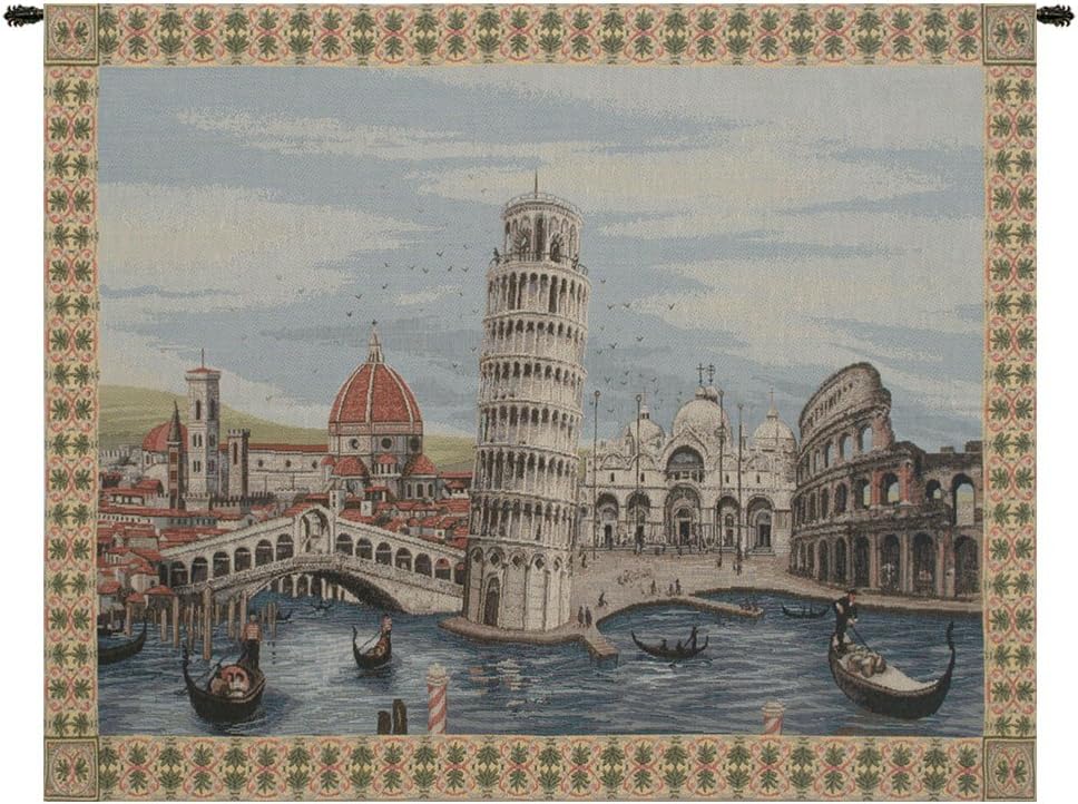 Charlotte Home Furnishings Italian Tapestry Wall Hanging 25 x 33 in Monuments Italy Wall Art Woven Boho Tapestry for Bedroom Aesthetic Living Room and Home Decor European Soft Cotton Jacquard Woven