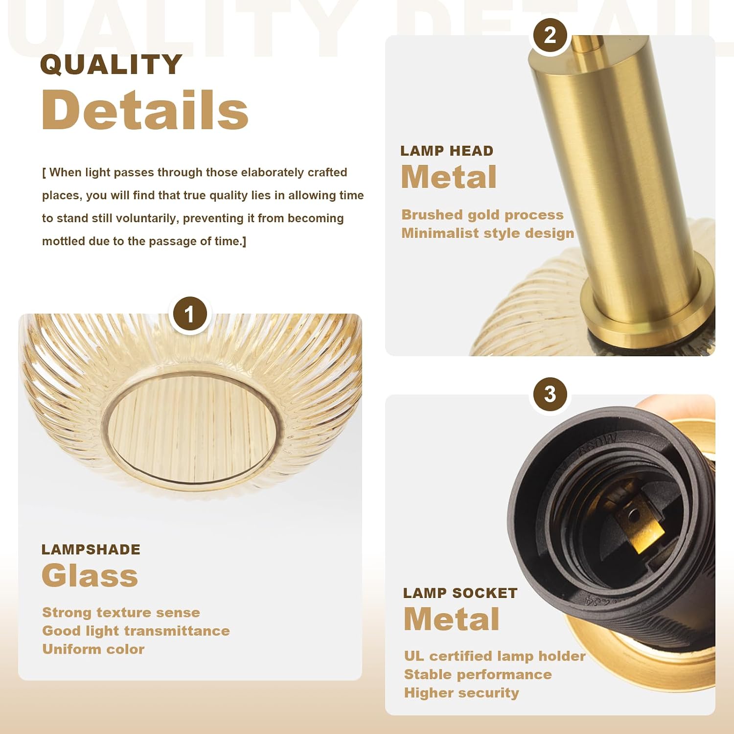 Amber Glass Plug in Pendant Light 2 Pack, Mid-Century Modern Gold Hanging Lamp, Ribbed Globe Hanging Light Plug in Swag Lights for Kitchen Island, Dining Room, Living Room, Bedroom