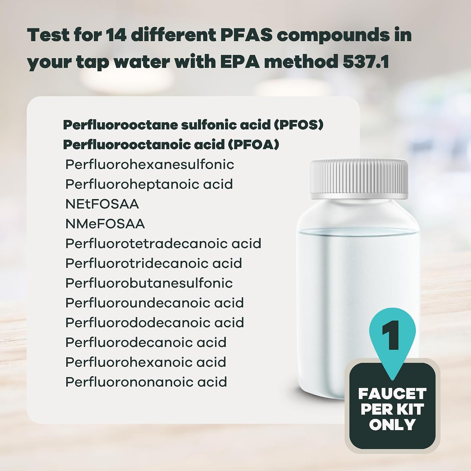 Professional PFAS Test for Drinking Water | Certified Tap Score Home Kit | Mail-in Lab Analysis | Easy Sampling, Shipping Included | EPA Testing Method