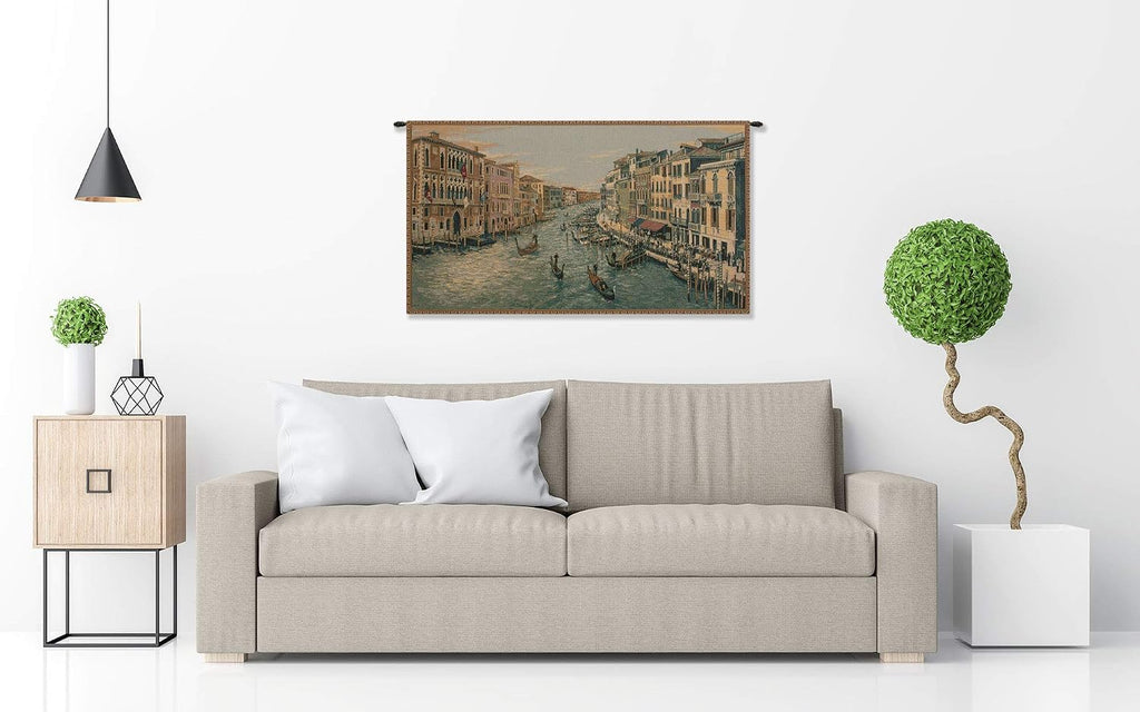 Charlotte Home Furnishings Italian Tapestry Wall Hanging 26 x 46 in Grand Canal Wall Art Woven Boho Tapestry for Bedroom Aesthetic Living Room and Home Decor European Soft Cotton Jacquard Woven