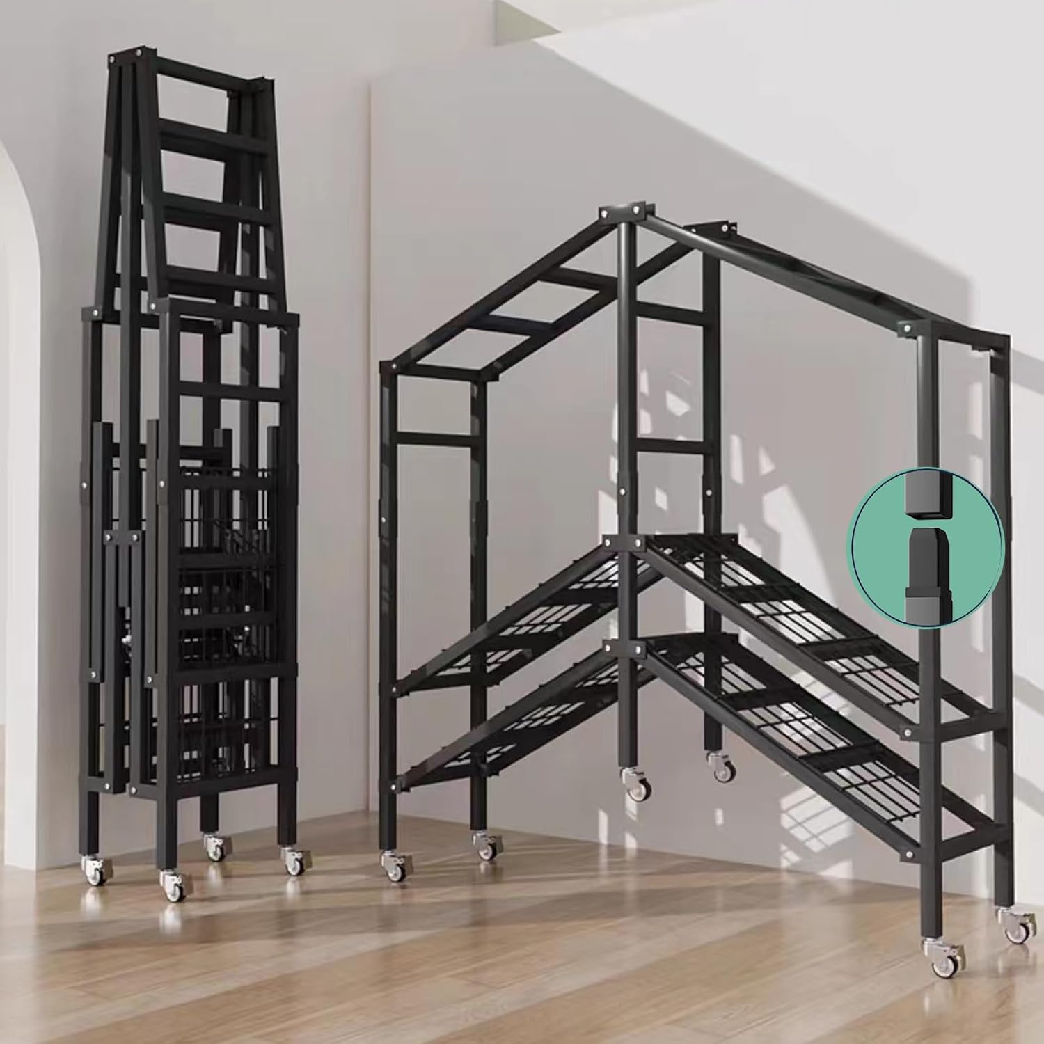 Heavy Duty Rolling Covered Metal Garment Rack with Lockable Wheels and Door, Load 2000lbs, Portable Closets for Hanging Clothes, Large Capacity 360°Enclosed Clothing Racks (125cm/49.2in)
