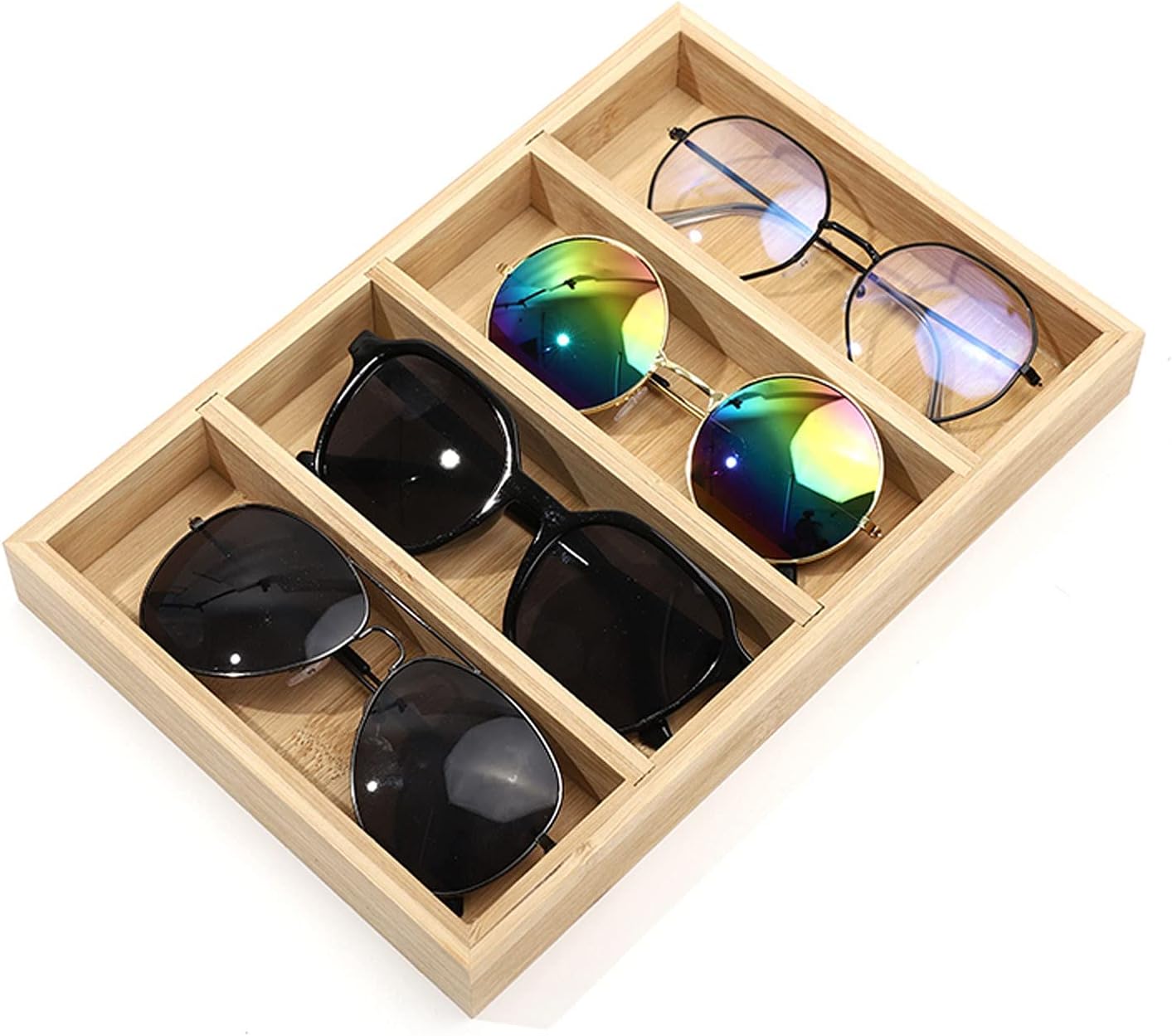 Eyewear es 4/5/6 Grids Sunglasses Display Box Wooden Sunglasses Organizer, Sunglasses Holder Jewelery Display Organizer Tray Sunglasses Display Case Sunglasses Eyewear (Size : Large)