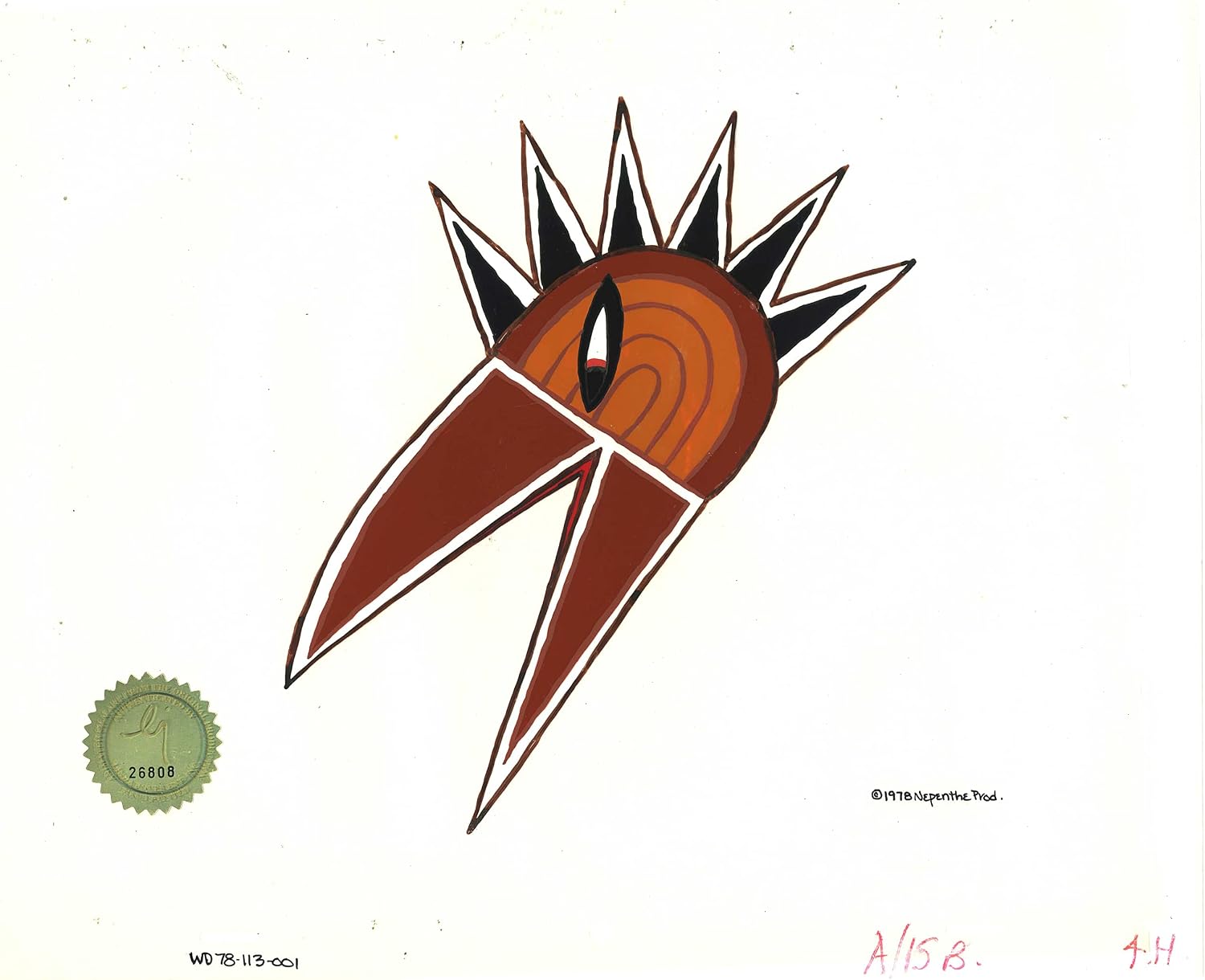 Watership Down Opening Fable El-ahrairah 1978 Production Animation Cel with LJE Seal and COA 113-001 of an animal