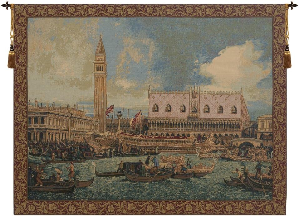 Charlotte Home Furnishings Italian Tapestry Wall Hanging 24 x 34 in Bucintoro Wall Art Woven Boho Tapestry for Bedroom Aesthetic Living Room and Home Decor European Soft Cotton Jacquard Woven