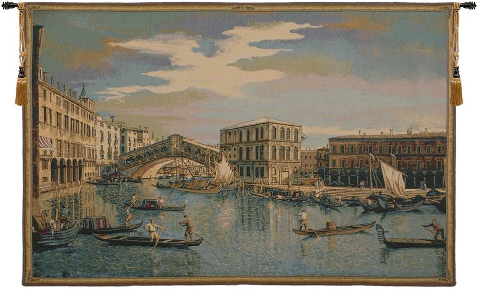 Charlotte Home Furnishings Italian Tapestry Wall Hanging 24x 34 in The Rialto Bridge Grand Canal Wall Art Woven Tapestry for Bedroom Living Room and Home Decor European Soft Cotton Jacquard Woven
