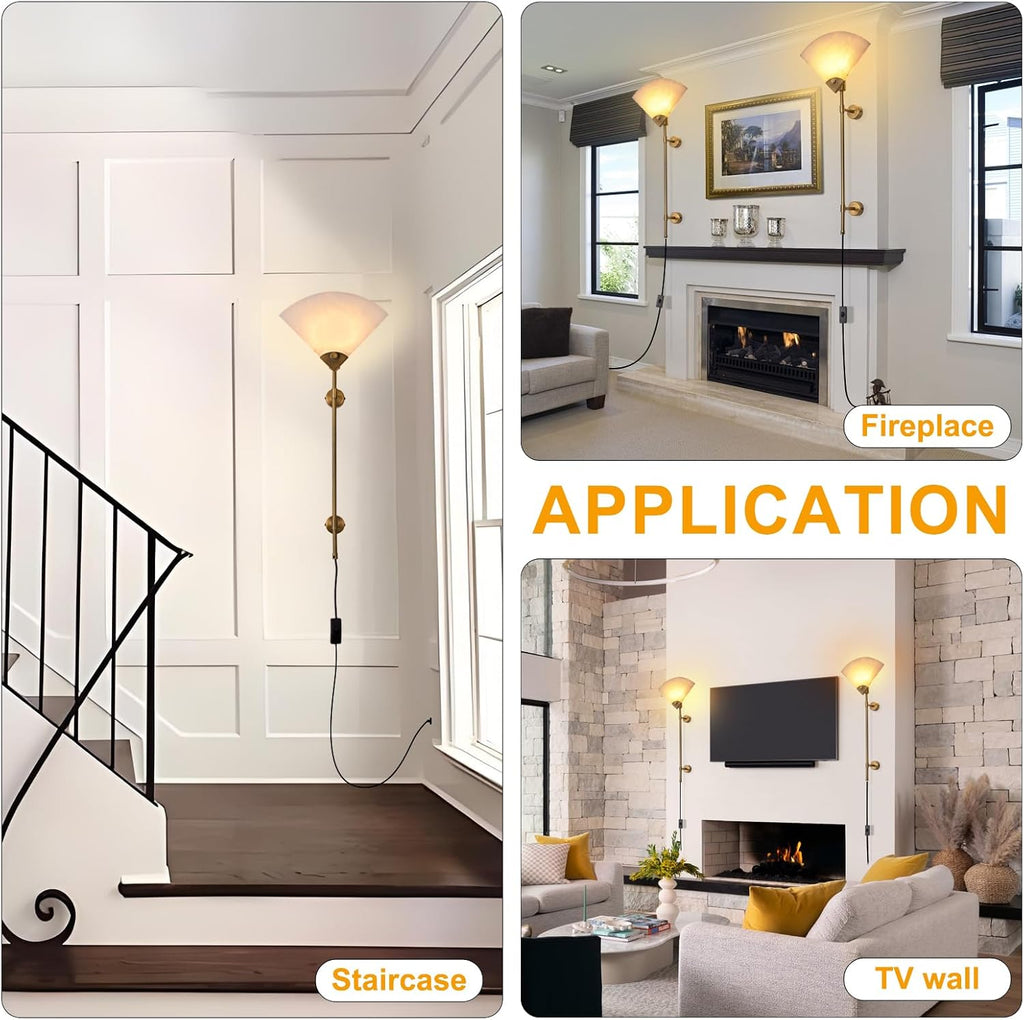 Alabaster Plug in Wall Sconce Set of Two, Natural Marble Wall Light, Wall Mounted Lamp with Plug in Switch E26 Base,Modern LED Wall Lamp for Living Room Dining Room Stairs Bedroom