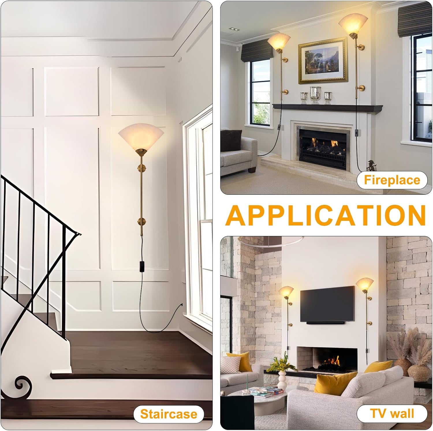 Alabaster Plug in Wall Sconce Set of Two, Natural Marble Wall Light, Wall Mounted Lamp with Plug in Switch E26 Base,Modern LED Wall Lamp for Living Room Dining Room Stairs Bedroom