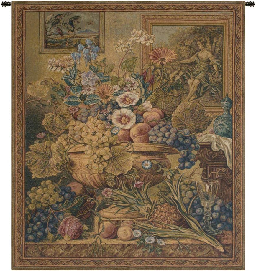 Charlotte Home Furnishings Italian Tapestry Wall Hanging 28x 24 in Bouquet Et Cadres Wall Art Floral Tapestry for Bedroom Aesthetic Living Room and Home Decor European Soft Cotton Jacquard Woven