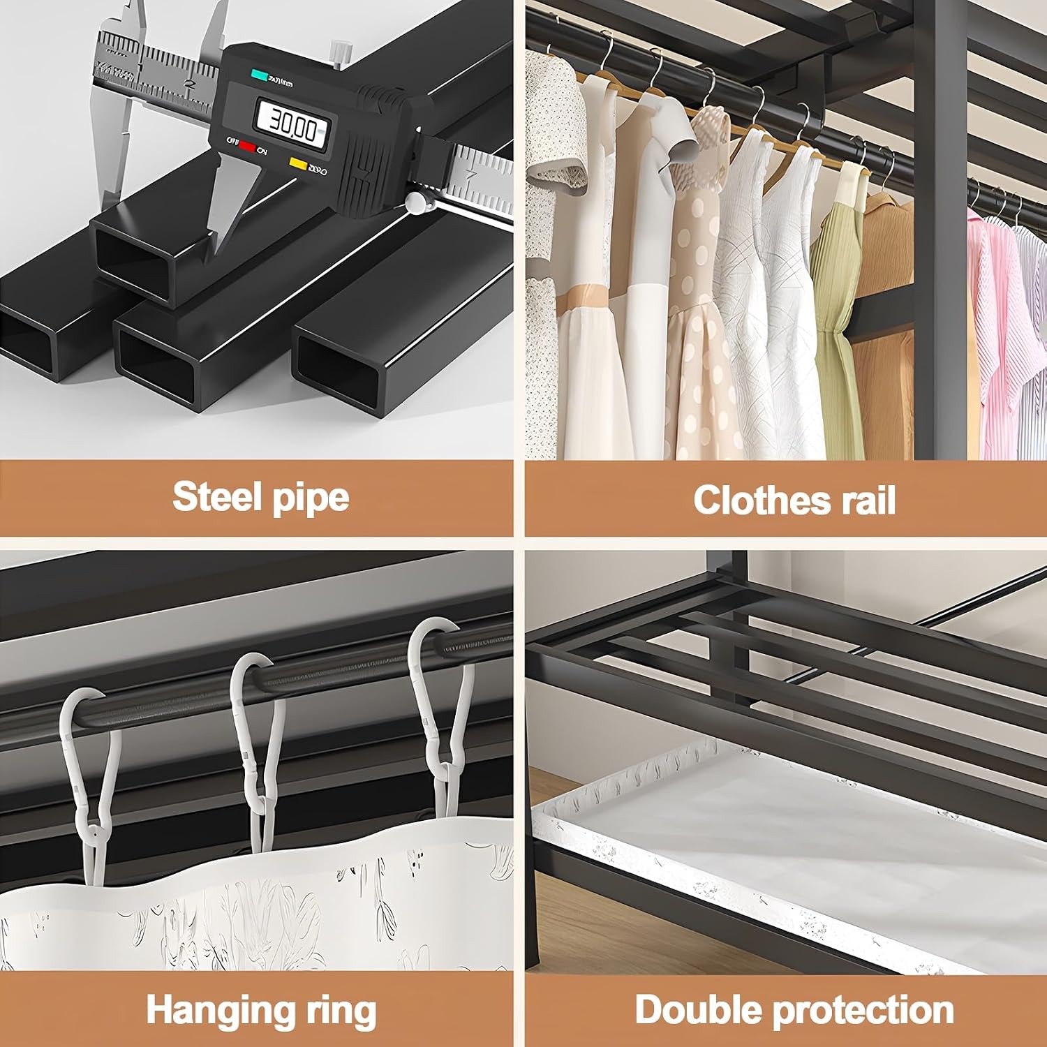 Foldable Clothe Rack with Cover, Portable Wardrobe Closet for Bedroom, Garment Rack for Hanging Clothes, Organizer Storage Closet for Bedroom(White2,127cm/50inch)
