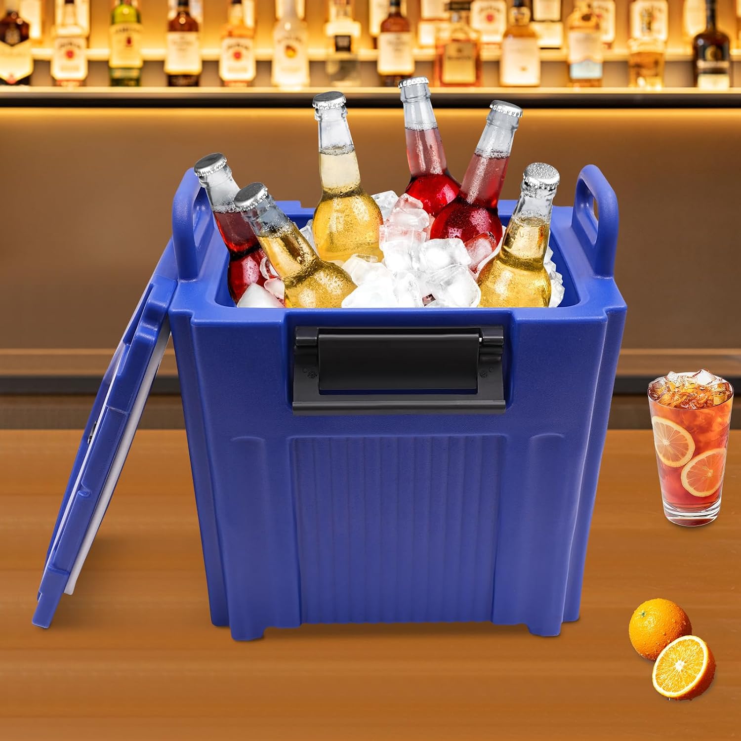 Insulated Beverage Dispenser, Portable Thermal Beverage Server with Handles Keep Hot Chocolate Coffee Tea Warm FoodService Products for Catering, Kitchen, Party, Restaurants (Blue, 10.57 Gallon)