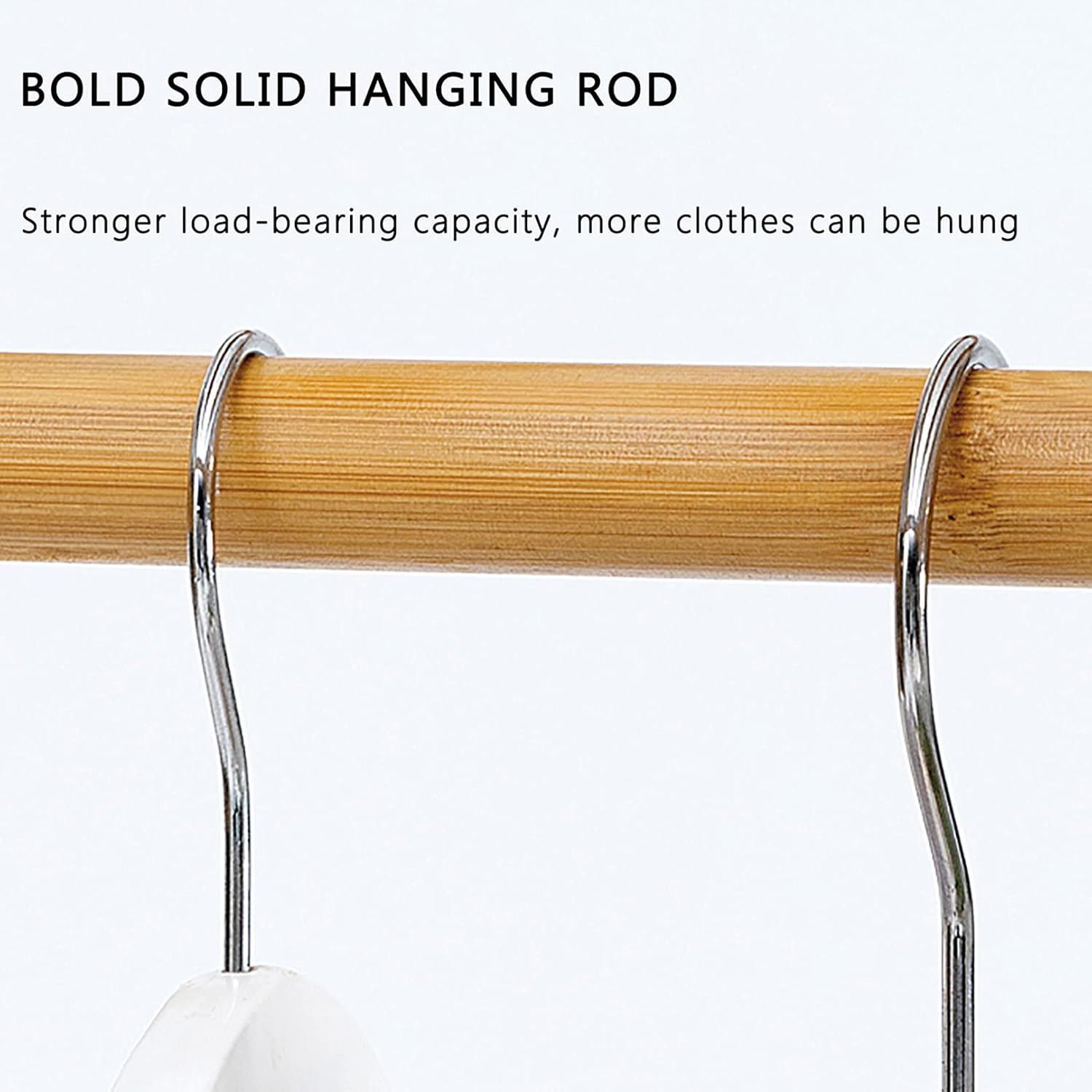 Bamboo Clothes Rack, 5-Tier Storage Shelves Clothes Hanging Rack, with Side Hooks, Multifunctional Storage Shelf Organizer