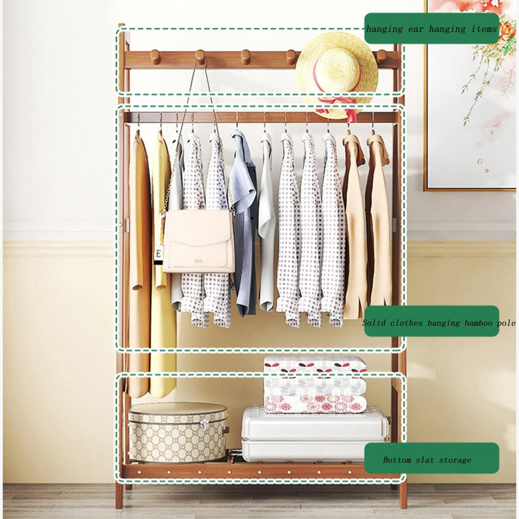 Bamboo Clothes Hanging Rack Portable Laundry Rack Cloest Organizer Garment Rack for Bedroom Guest Room Entryway and Bed Room/49Cm (69cm )