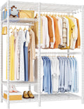 Ulif F7 Medium Garment Rack, Heavy Duty Clothes Rack, Clothing Racks for Hanging Clothes, 6-Tiers Freestanding Portable Closet Storage Rack 45'' W × 14.6'' D × 76.6'' H, Max Load 750 Lbs, White