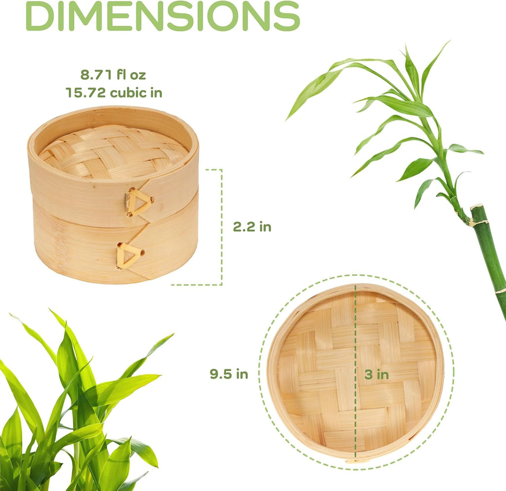 BambooMN 3 Inch Mini Bamboo Dim Sum Dumpling Steamer Basket for Dessert Party Favors Wedding Birthday Home Decorations Supplies, 100 Pieces
