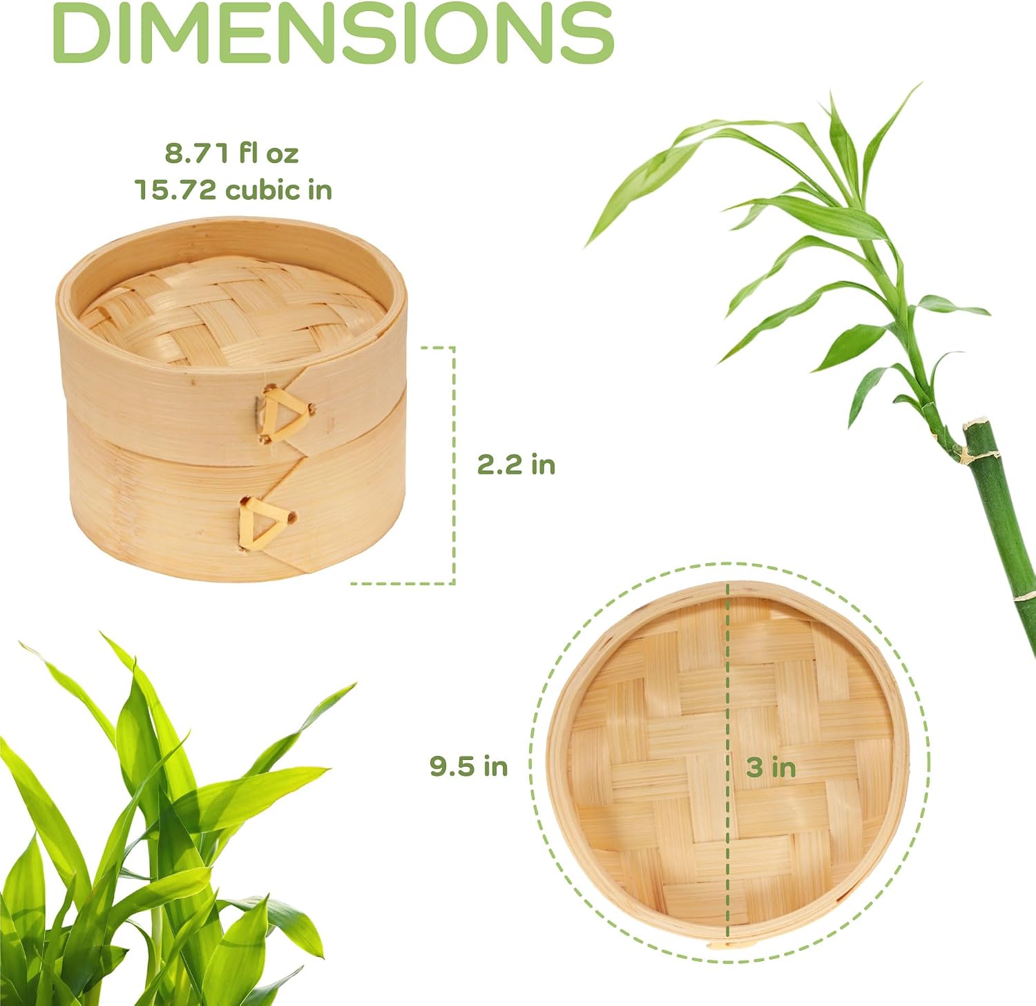 BambooMN 3 Inch Mini Bamboo Dim Sum Dumpling Steamer Basket for Dessert Party Favors Wedding Birthday Home Decorations Supplies, 100 Pieces