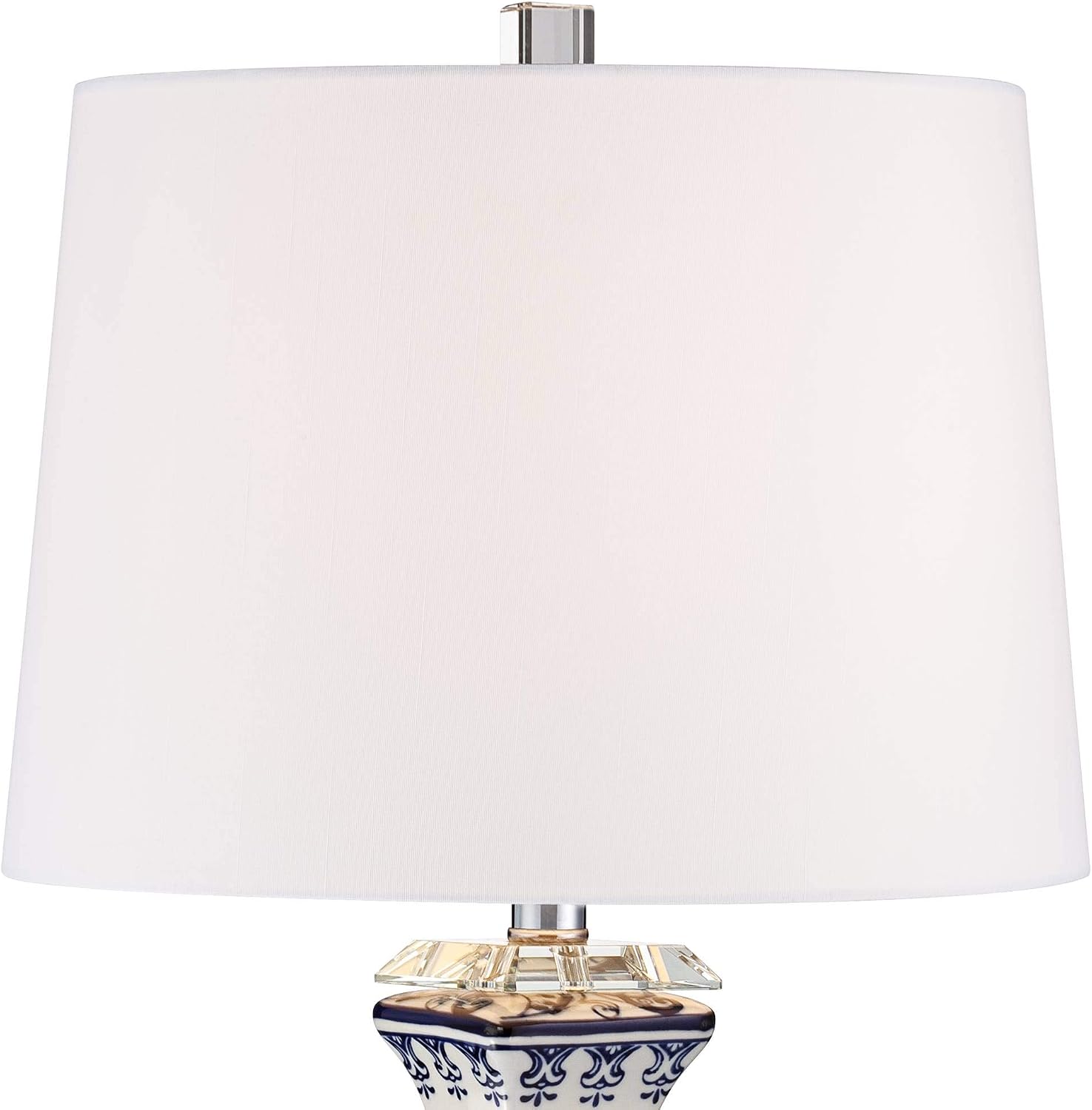 Barnes and Ivy Iris Asian Chinese Jar Style Table Lamps 28' Tall Set of 2 Blue Porcelain Crystal Geneva White Fabric Drum Shade Decor for Living Room Bedroom House Bedside Nightstand Home
