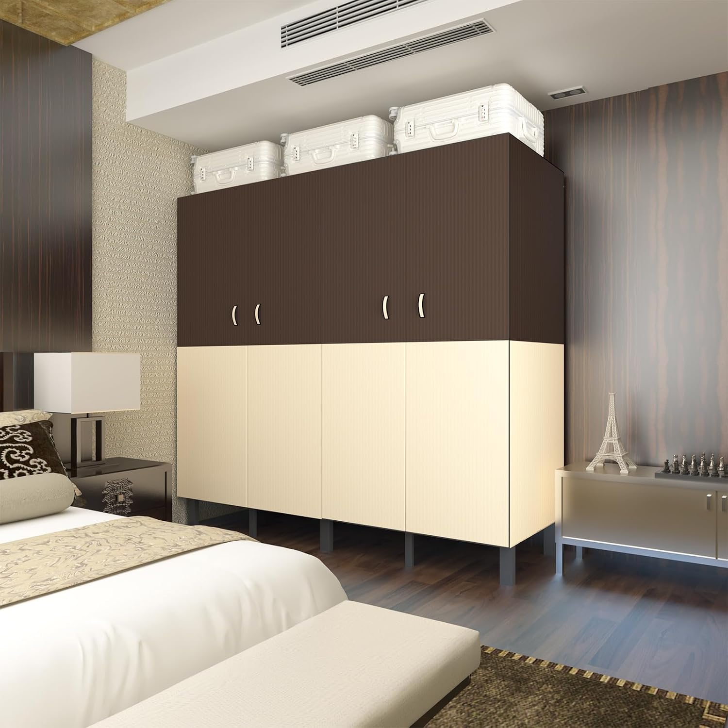 Heavy Duty Portable Closet Wardrobe, Freestanding Wardrobe with Magnetic Door, Multifunctional Closet Storage System, Foldable Portable Closet with Cover. (Brown, 49.2in/125cm)