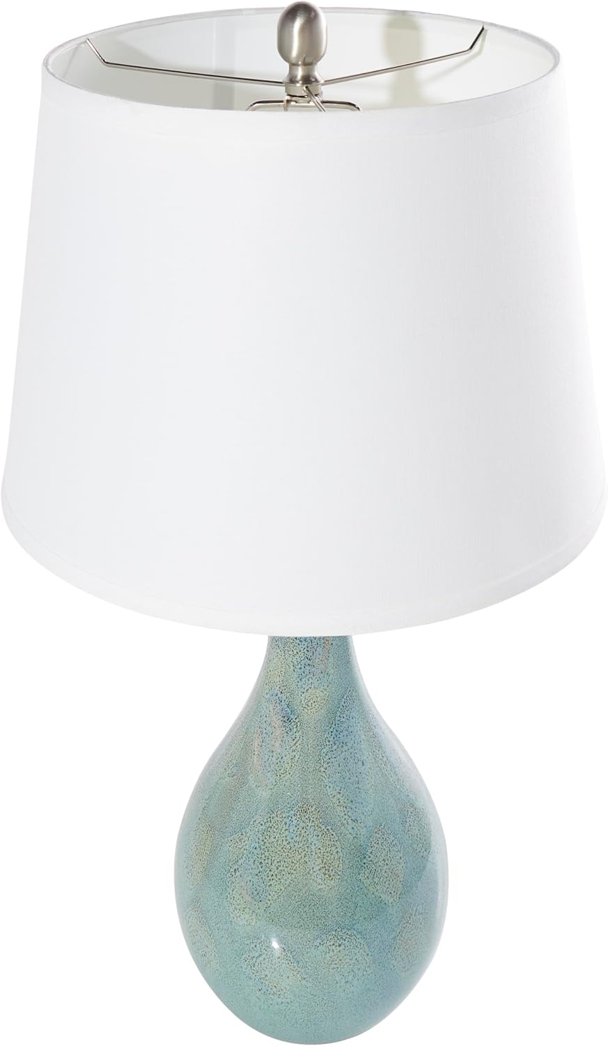Deco 79 Ceramic Room Table Lamp Abstract Textured Accent Lamp with Drum Shade, set of 2 Lamp 8' x 8' x 32', Teal