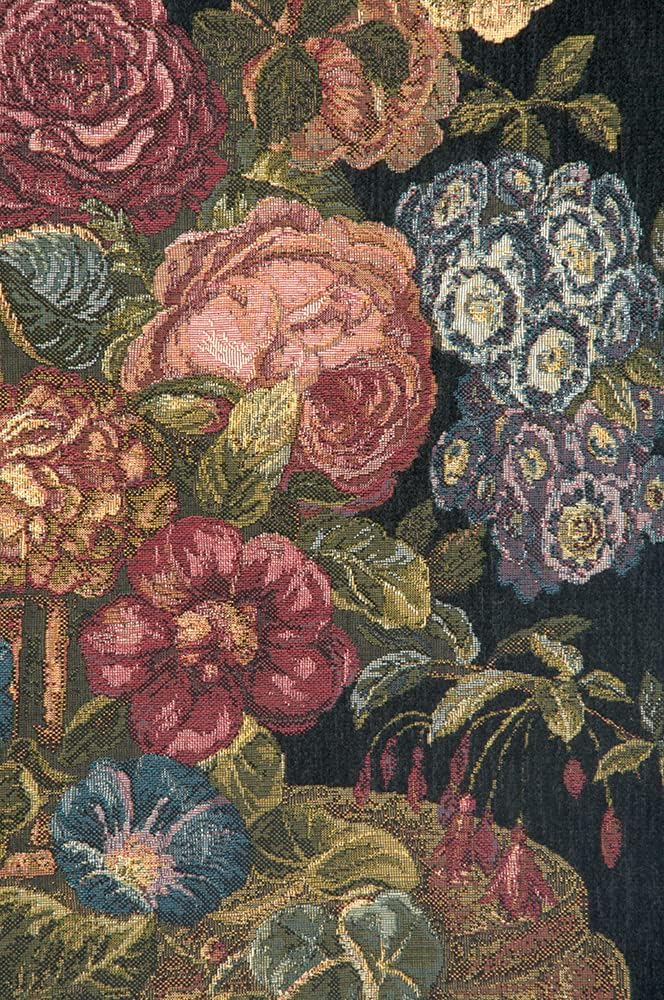 Charlotte Home Furnishings Italian Tapestry Wall Hanging 26x 40 in Flower Basket Black Wall Art Floral Tapestry for Bedroom Aesthetic Living Room and Home Decor European Soft Cotton Jacquard Woven