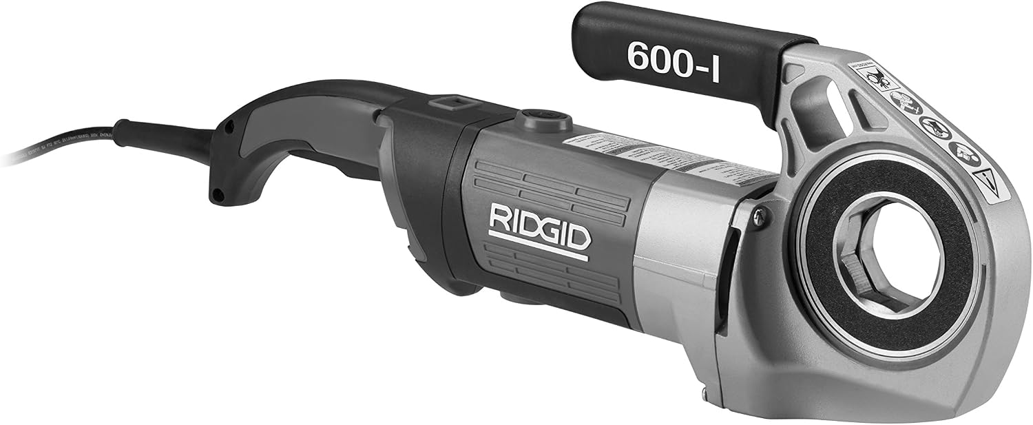 RIDGID 44918 Model 600-I Hand-Held Power Drive Kit, Pipe Threading Machine and 1/2-Inch to 1 1/4-Inch 11-R NPT Pipe Threading Die Heads with Carrying Case