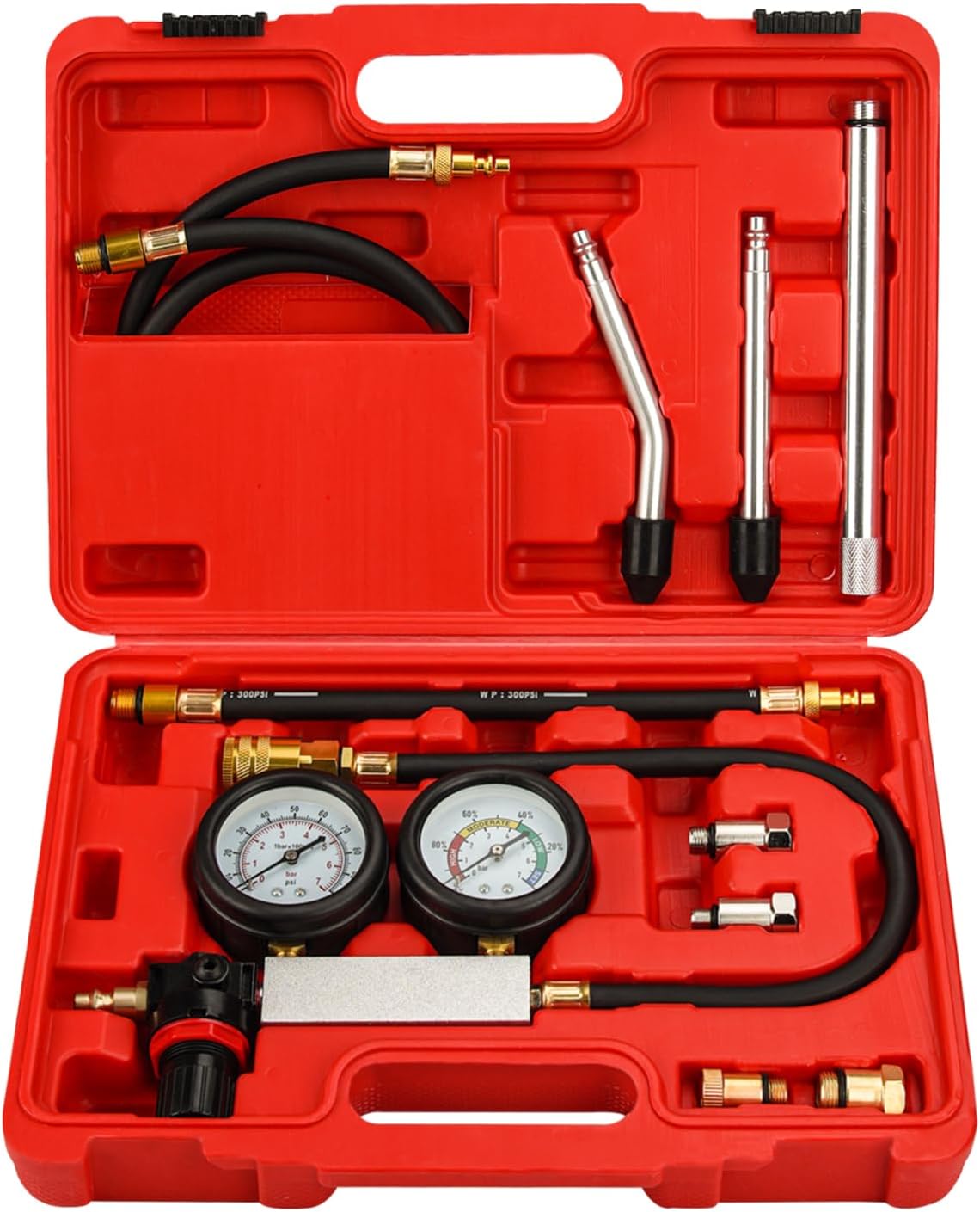 Dual Gauge Leakdown Detectorol Set Cylinder Leak Downster Kit for Pressure Check & Leakage Ratest Gasoline Engine Compression Leakdown Detector Leakagest Set