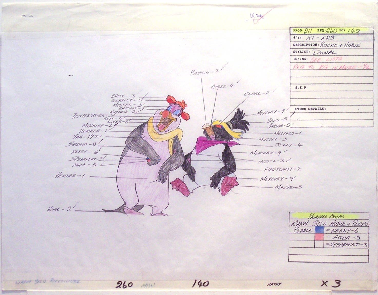 Pebble and the Penguin 1992, Original - Don Bluth Studios - Animation Cel Color Key Drawing