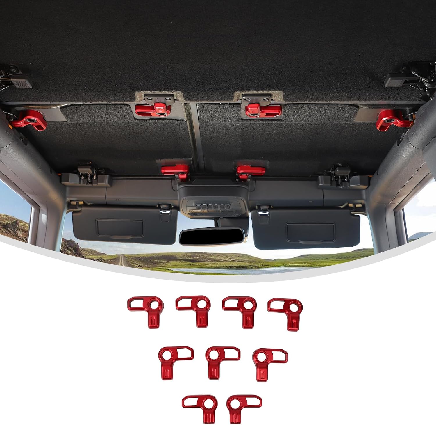 Linskip Freedom Panel Latches for 2021-2025 Ford Bronco & Bronco Raptor 4Door, Hard top Removal Switch Handles for Bronco Interior Accessories(Red)