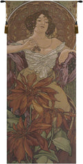 Charlotte Home Furnishings Inc - Mucha Rubis Belgian Premium Tapestry Wall Hanging |19x42 in Viscose Polyester Blend Boho Vintage Woven Wall Tapestry for Home & Wall Art by Alphonse Mucha