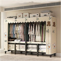 Foldable Closet Wardrobe, Heavy Duty Metal Clothing Rack, Portable Clothes Rack With Cover, Metal Closet Organizer, Armoire Storage Garment Racks For Hanging Clothes(70x170x50cm)