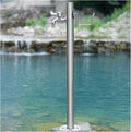 Generic Stainless Steel Garden Water Column with Faucet for Washing and Watering, Outdoor Water Tap Anti-Freezing Fountain and Hose Stand, 13×86CM