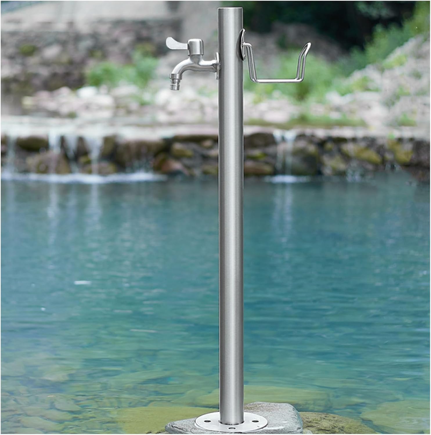 Generic Stainless Steel Garden Water Column with Faucet for Washing and Watering, Outdoor Water Tap Anti-Freezing Fountain and Hose Stand, 13×86CM