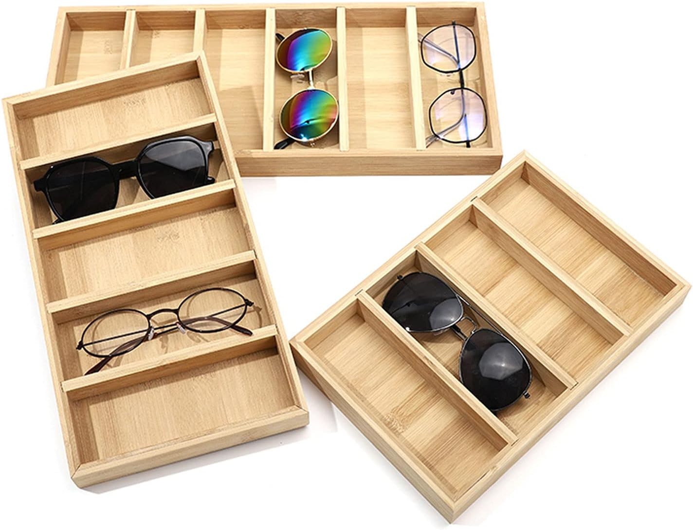 Eyewear es 4/5/6 Grids Sunglasses Display Box Wooden Sunglasses Organizer, Sunglasses Holder Jewelery Display Organizer Tray Sunglasses Display Case Sunglasses Eyewear (Size : Large)