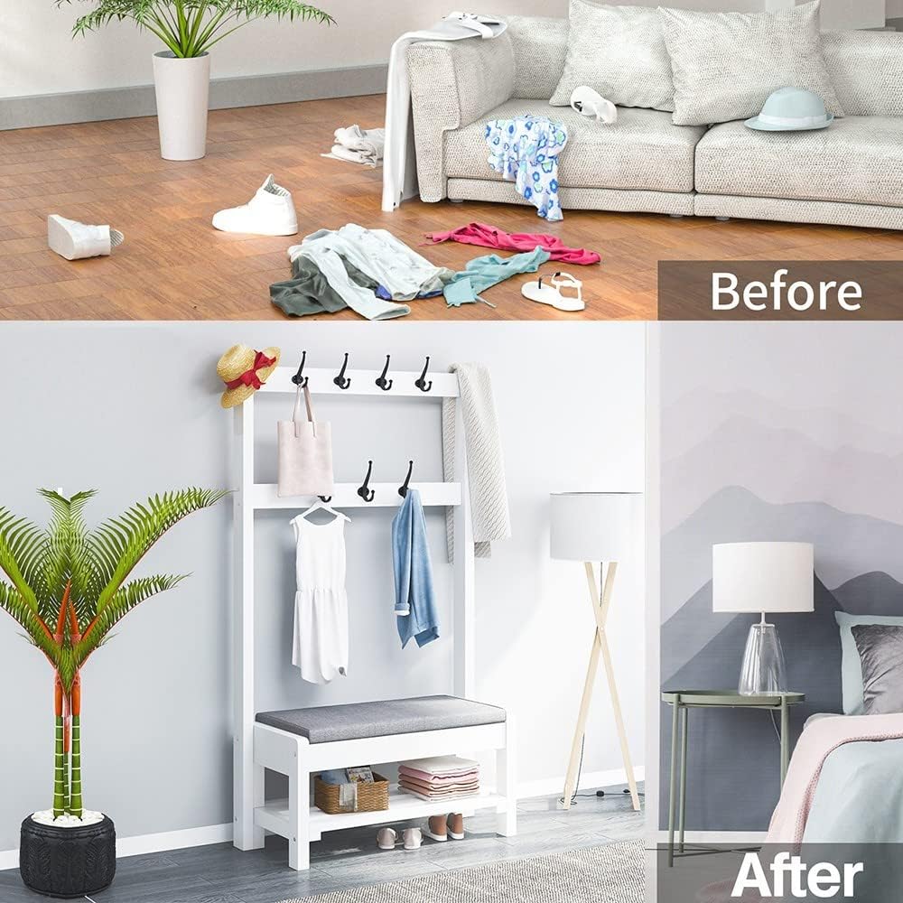 Bamboo Garment Rack, Portable Coat Rack with Bench, for Hanging Clothes, for Hallway Entryway/70 * 30 * 165Cm (90*30*165cm )