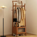 Clothes Rack, Garment Rack, Bamboo Clothing Rack, Clothing Rack with Storage, Open Wardrobe, Wooden Clothing Racks for Hanging Clothes, Suitable for Entrances, Bedrooms(Brown,52cm/20.4in)