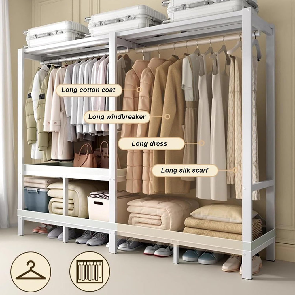 Foldable Wardrobe Closet, Load 1100lbs Heavy-duty Portable Clothe Rack with Cover for Bedroom Armoires, Metal Freestanding Clothing Storage Organizer Garment Rack for Hanging Clothes(80.7''x20.5''x67.